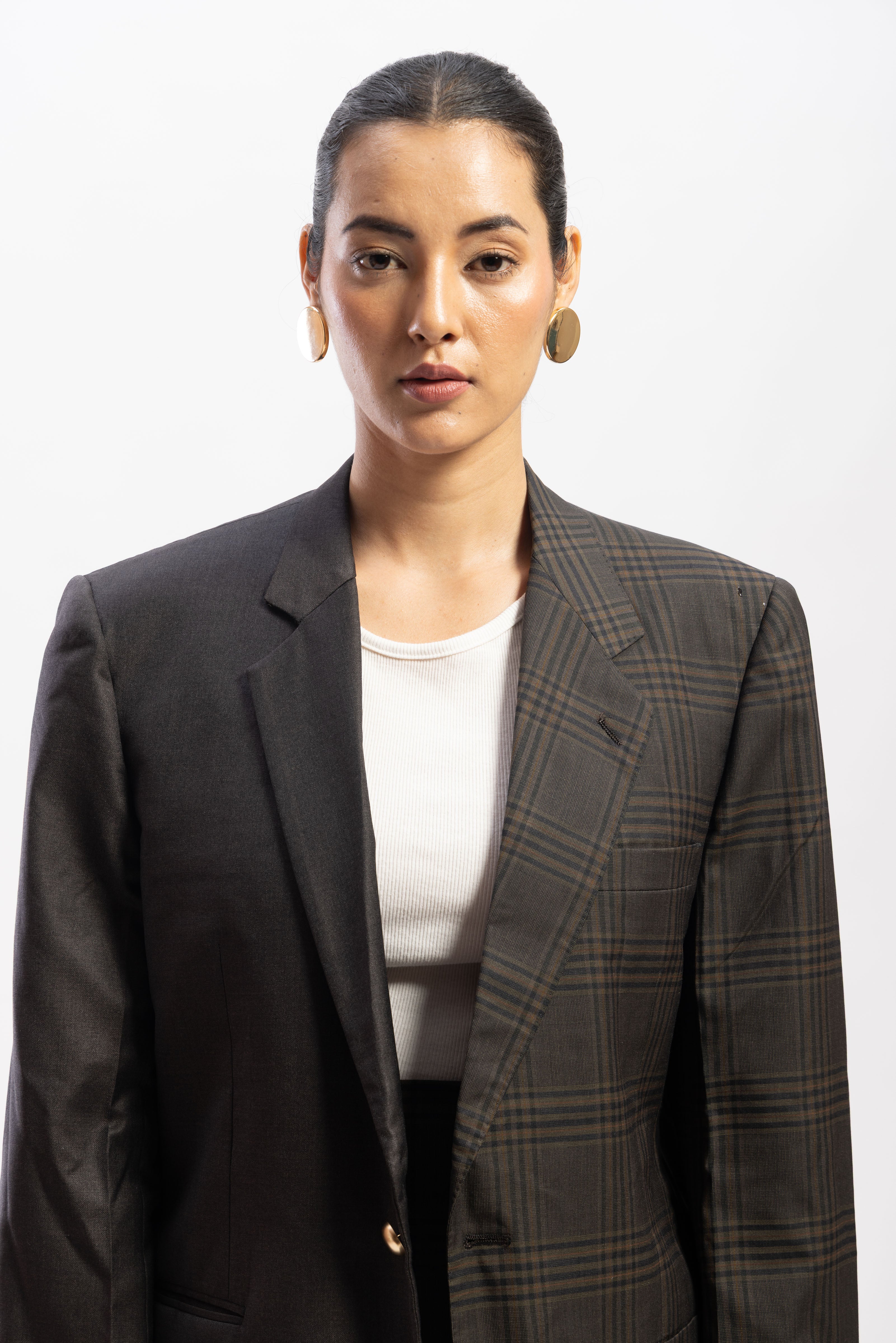 Half and half blazer and skirt set