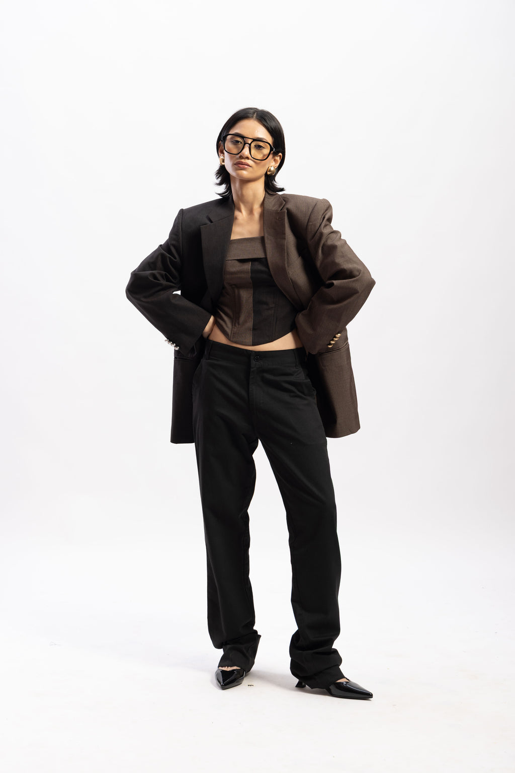 Brown Half & half blazer