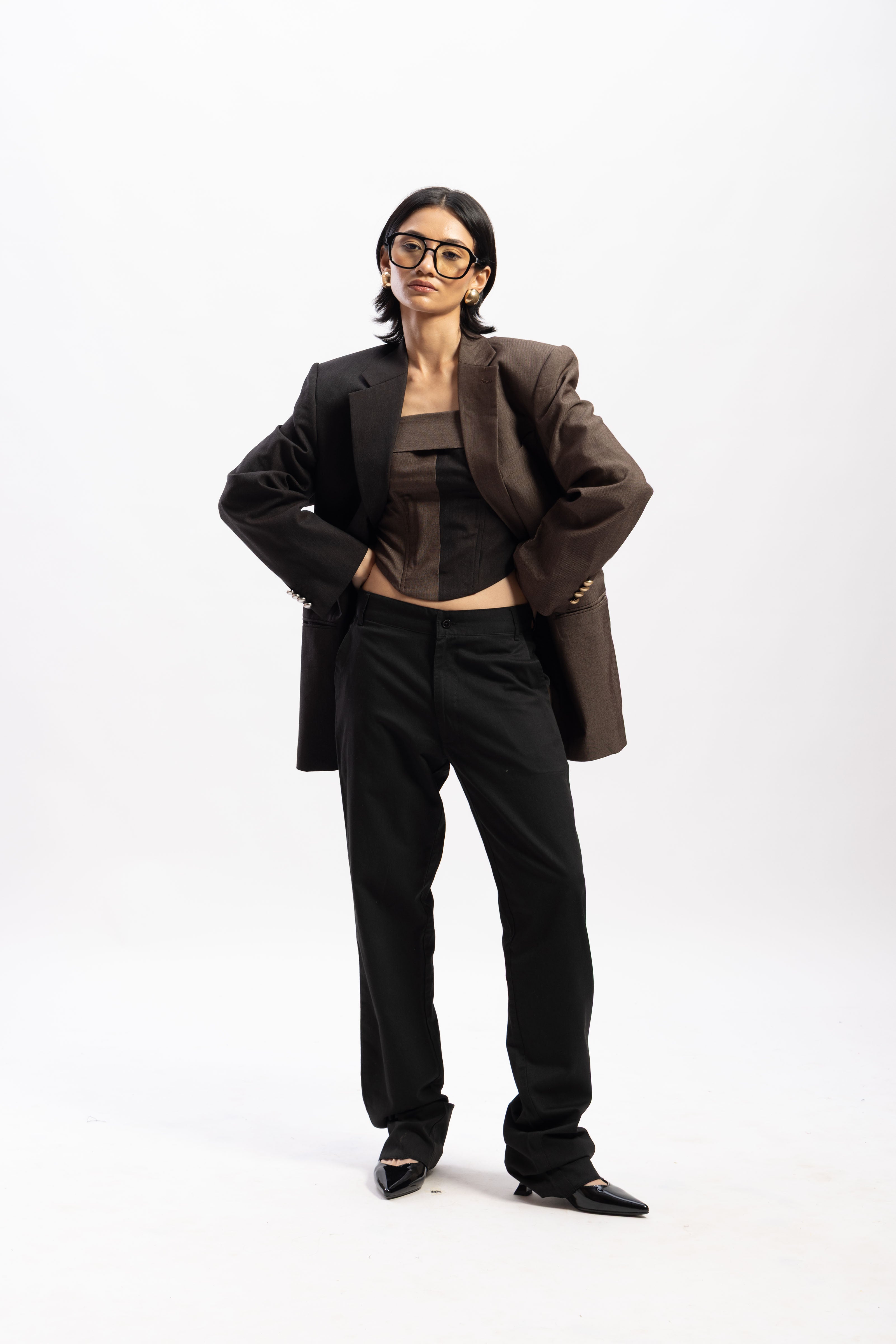 Brown Half & half blazer