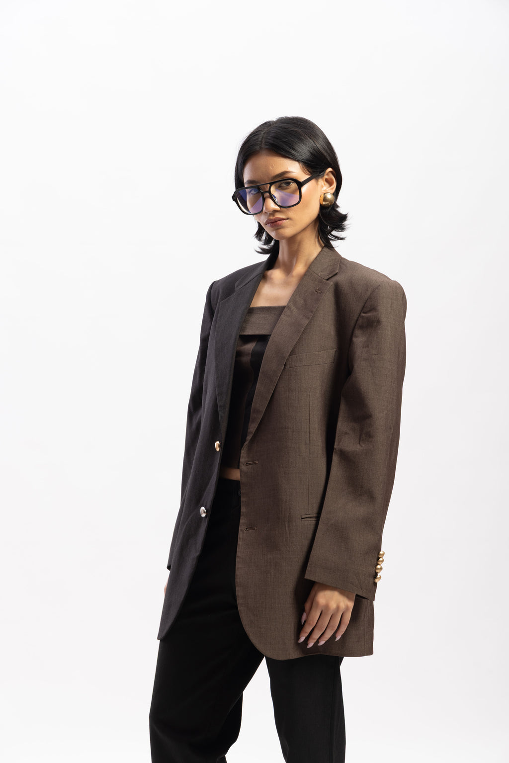 Brown Half & half blazer