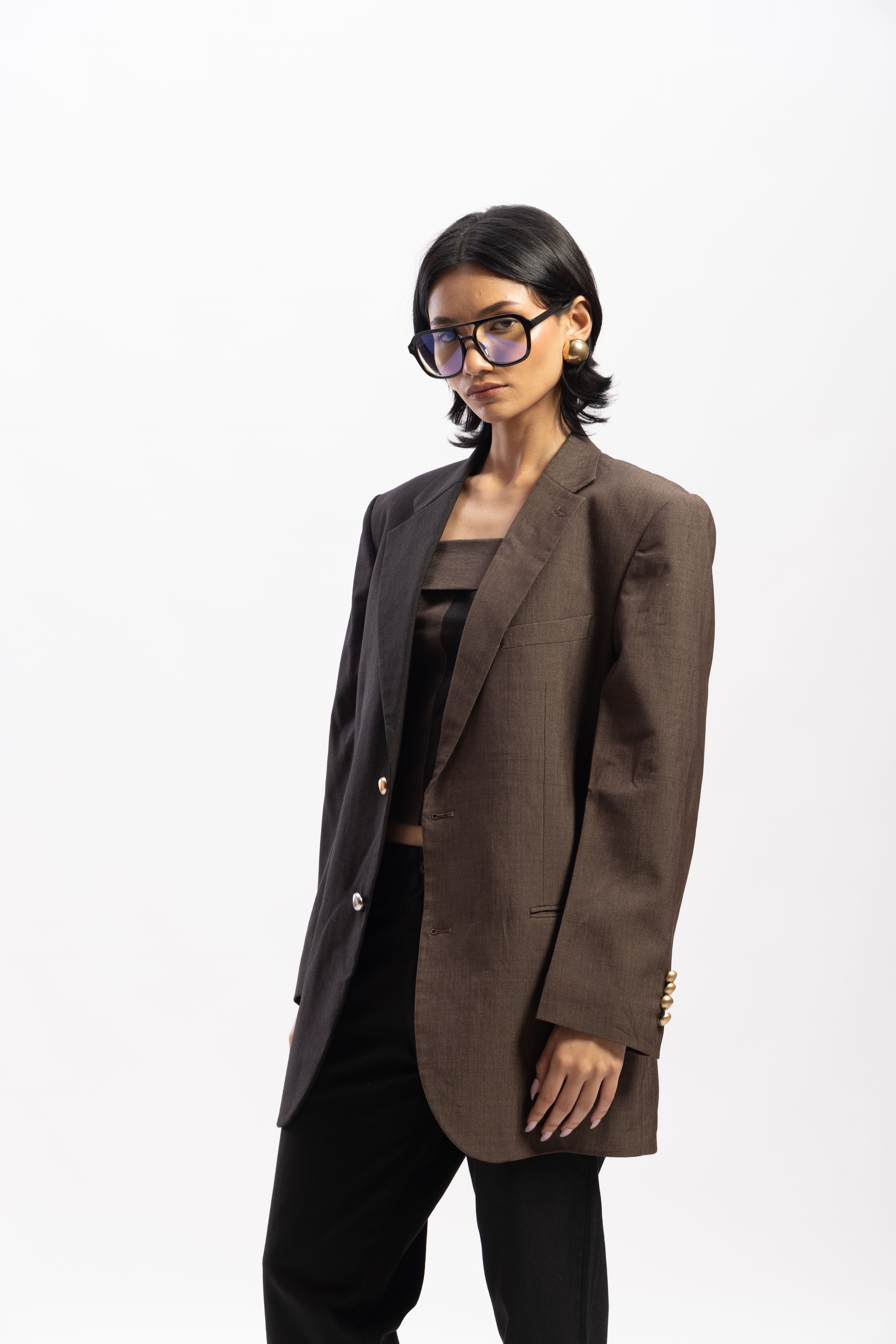 Brown Half & half blazer