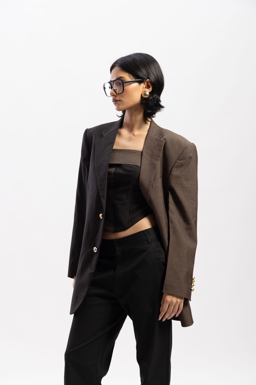 Brown Half & half blazer