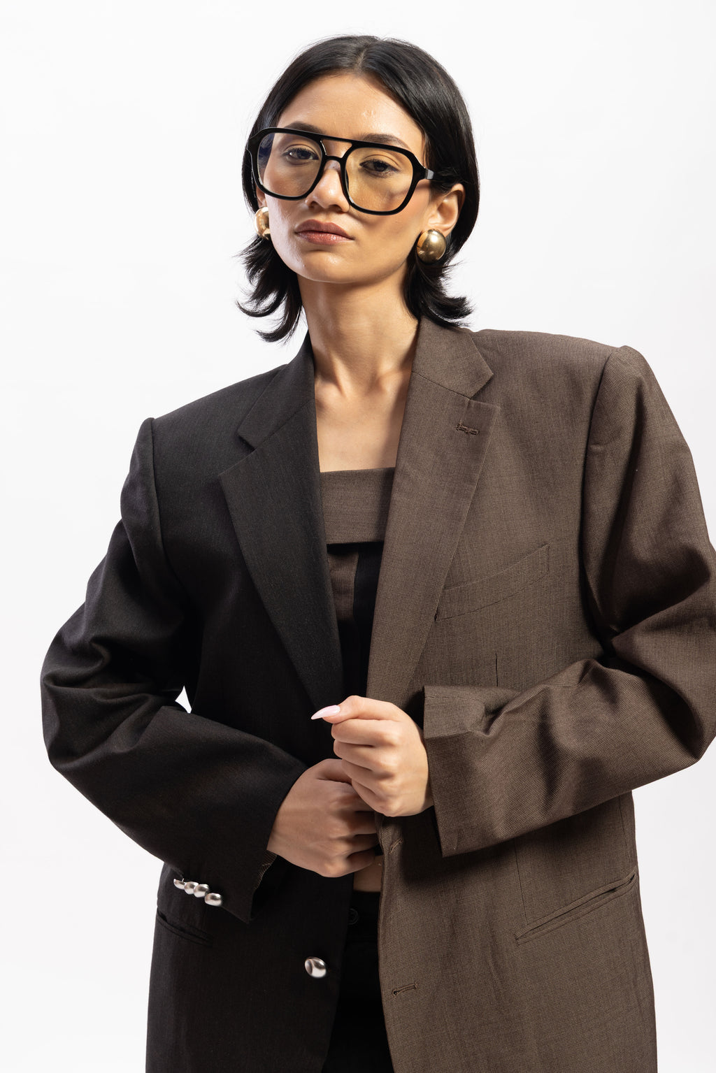 Brown Half & half blazer