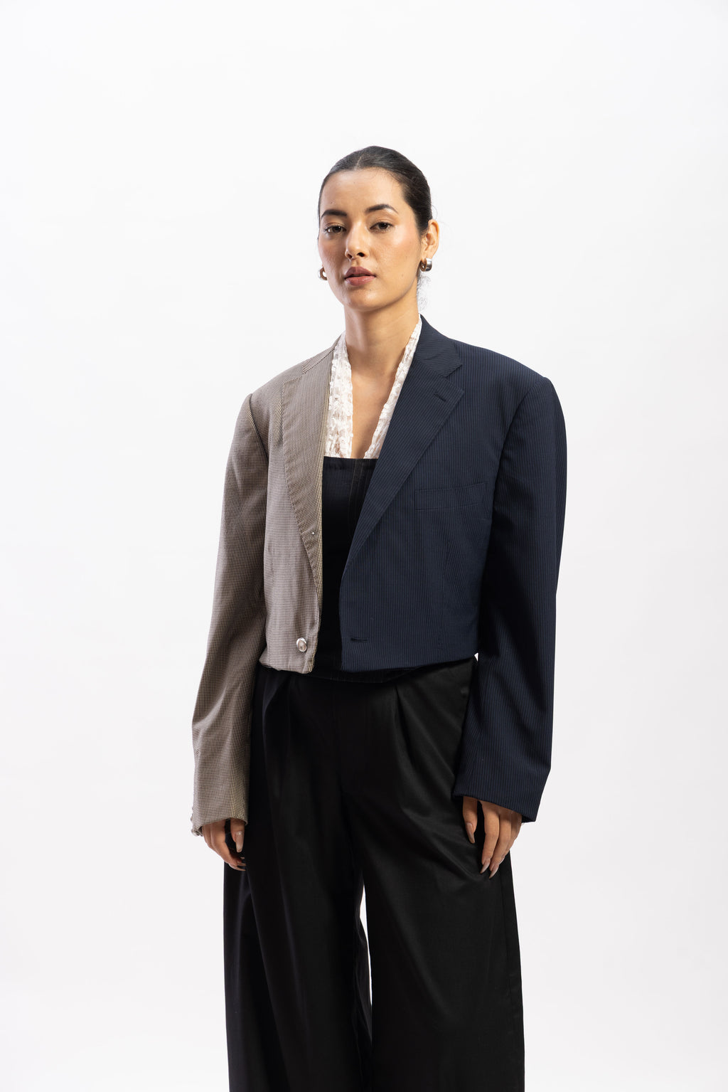 Cropped half & half blazer