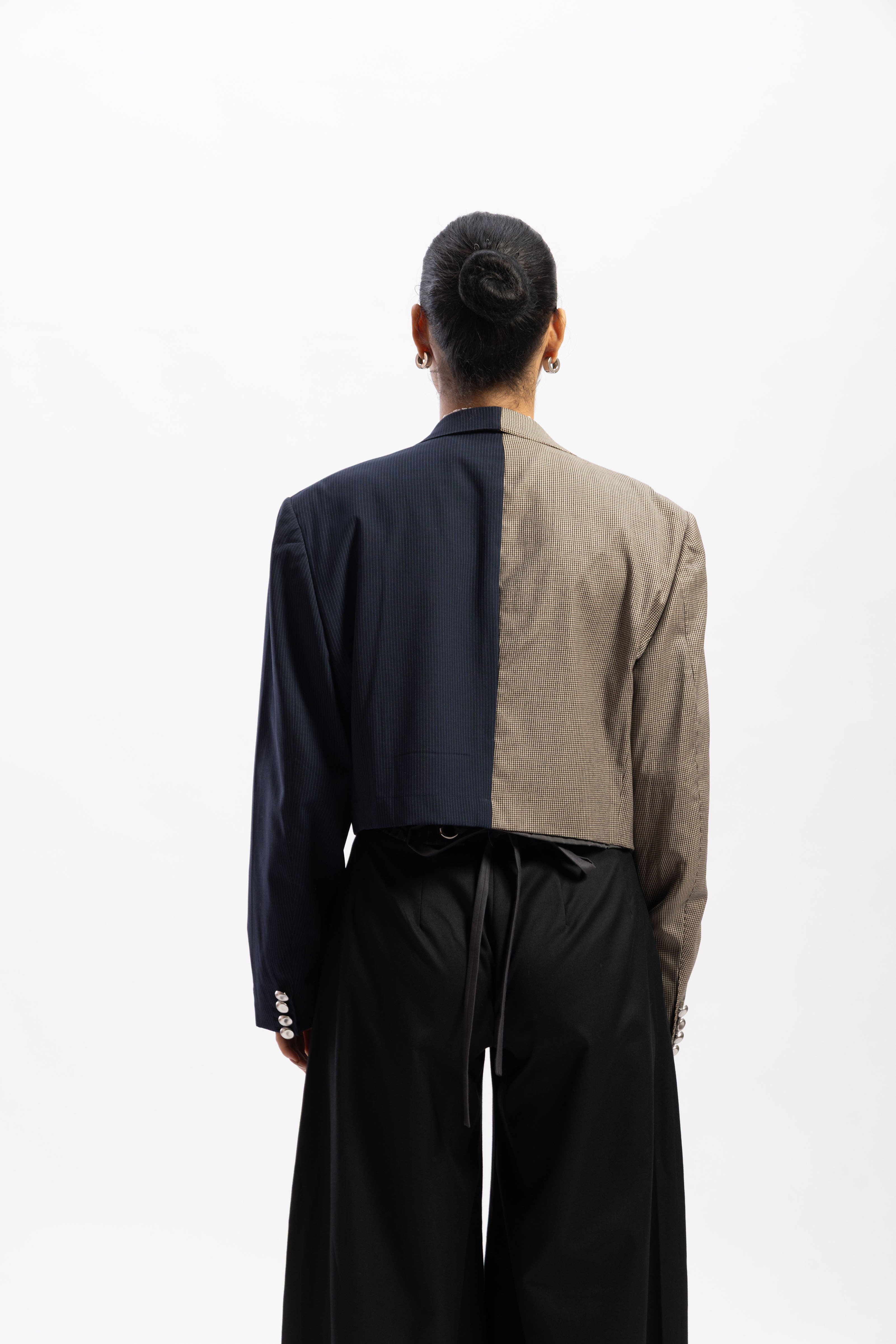 Cropped half & half blazer
