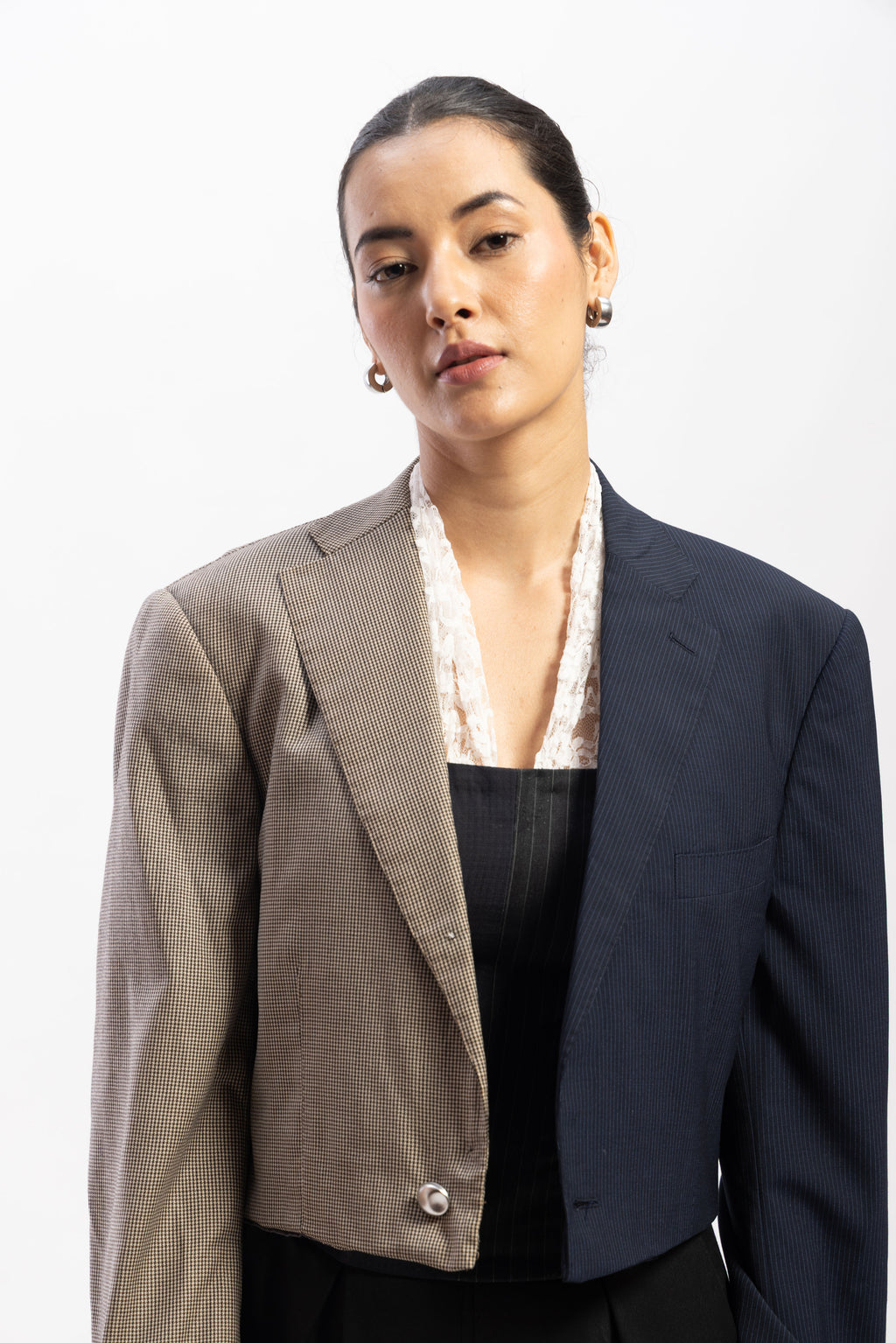 Cropped half & half blazer