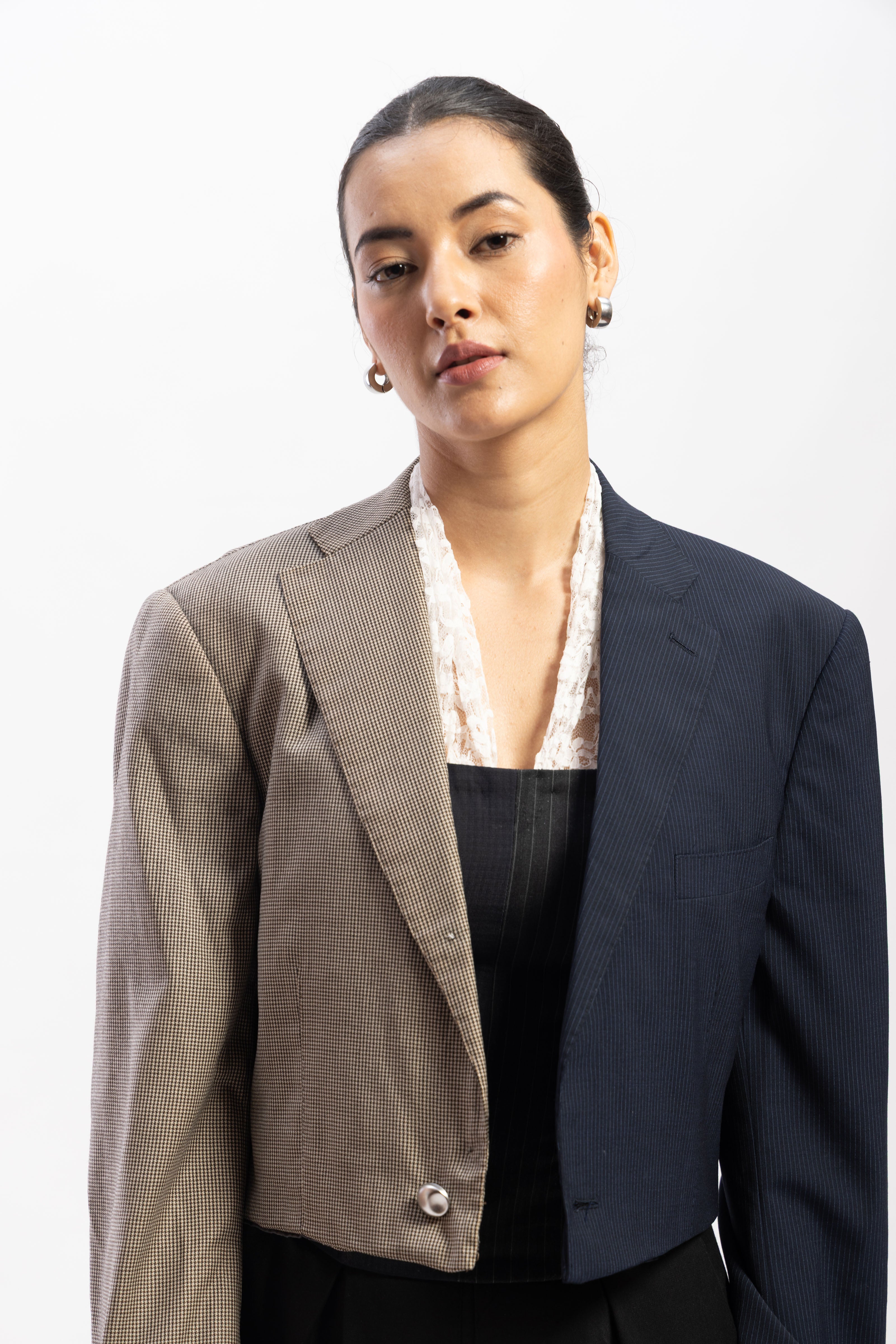Cropped half & half blazer