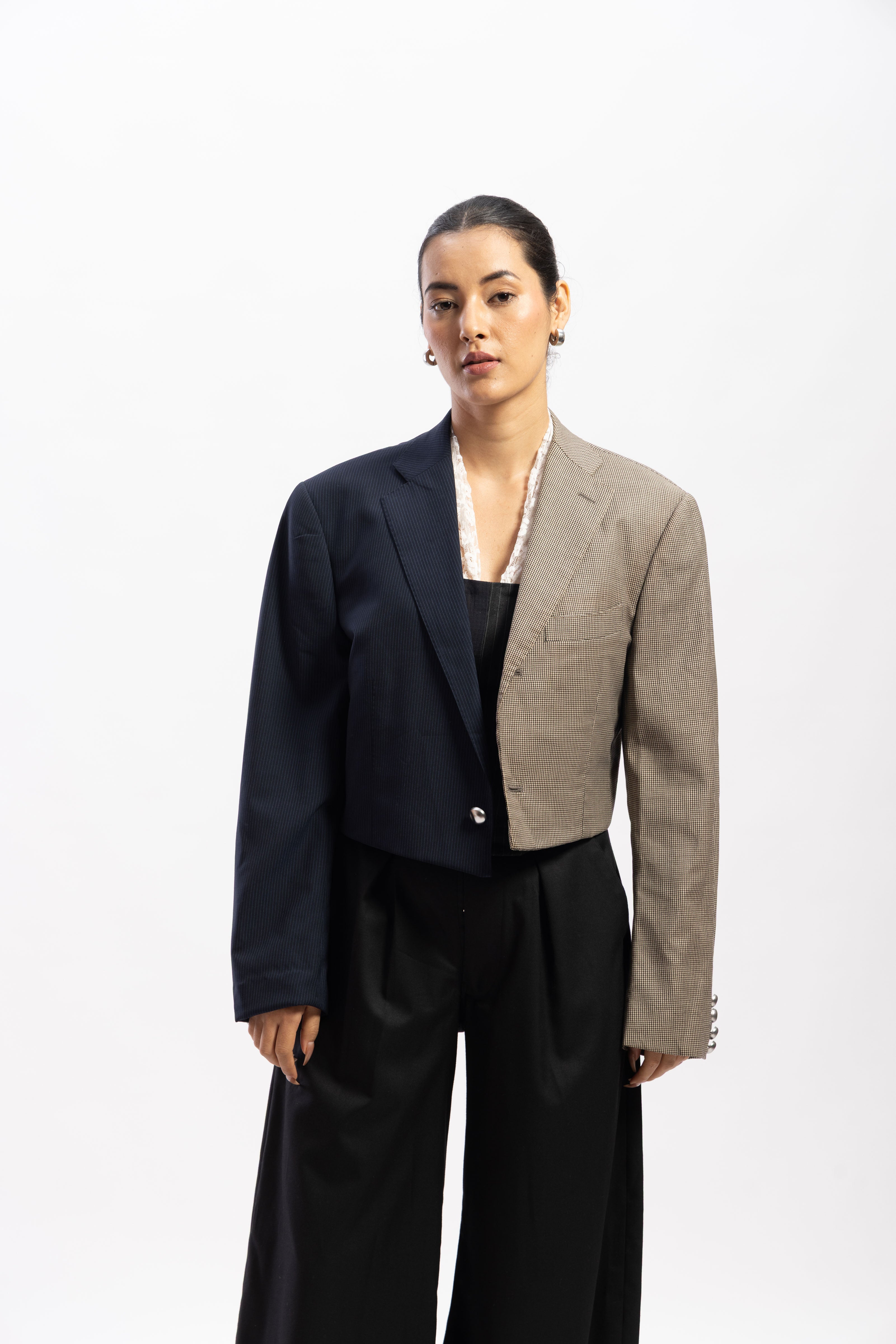 Cropped half & half blazer