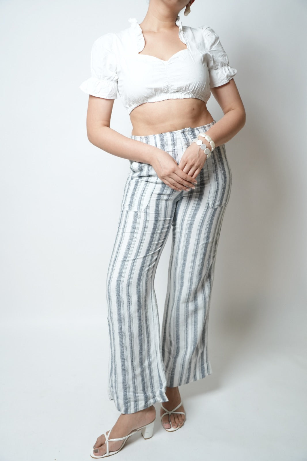 White cropped cotton top