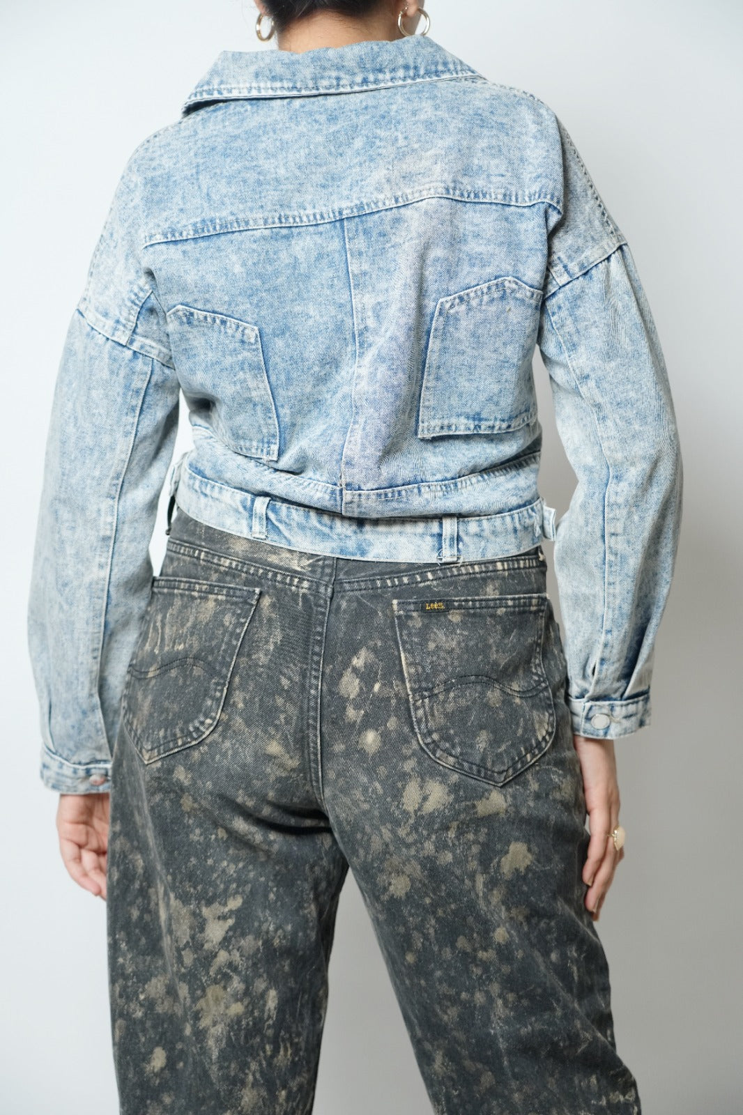 Blue acid wash denim jacket