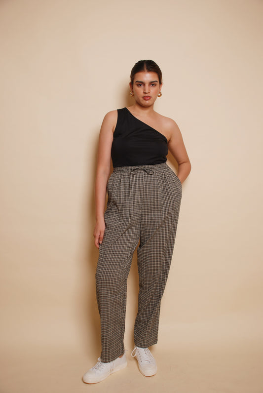 Vintage green checkered mom fit pants