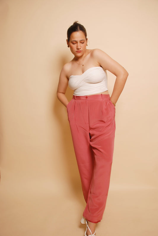 Blush pink mom-fit trousers