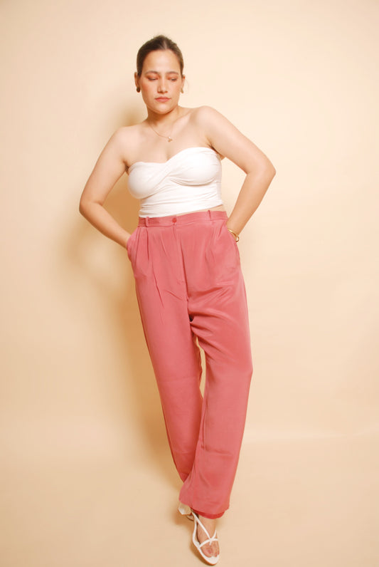 Blush pink mom-fit trousers