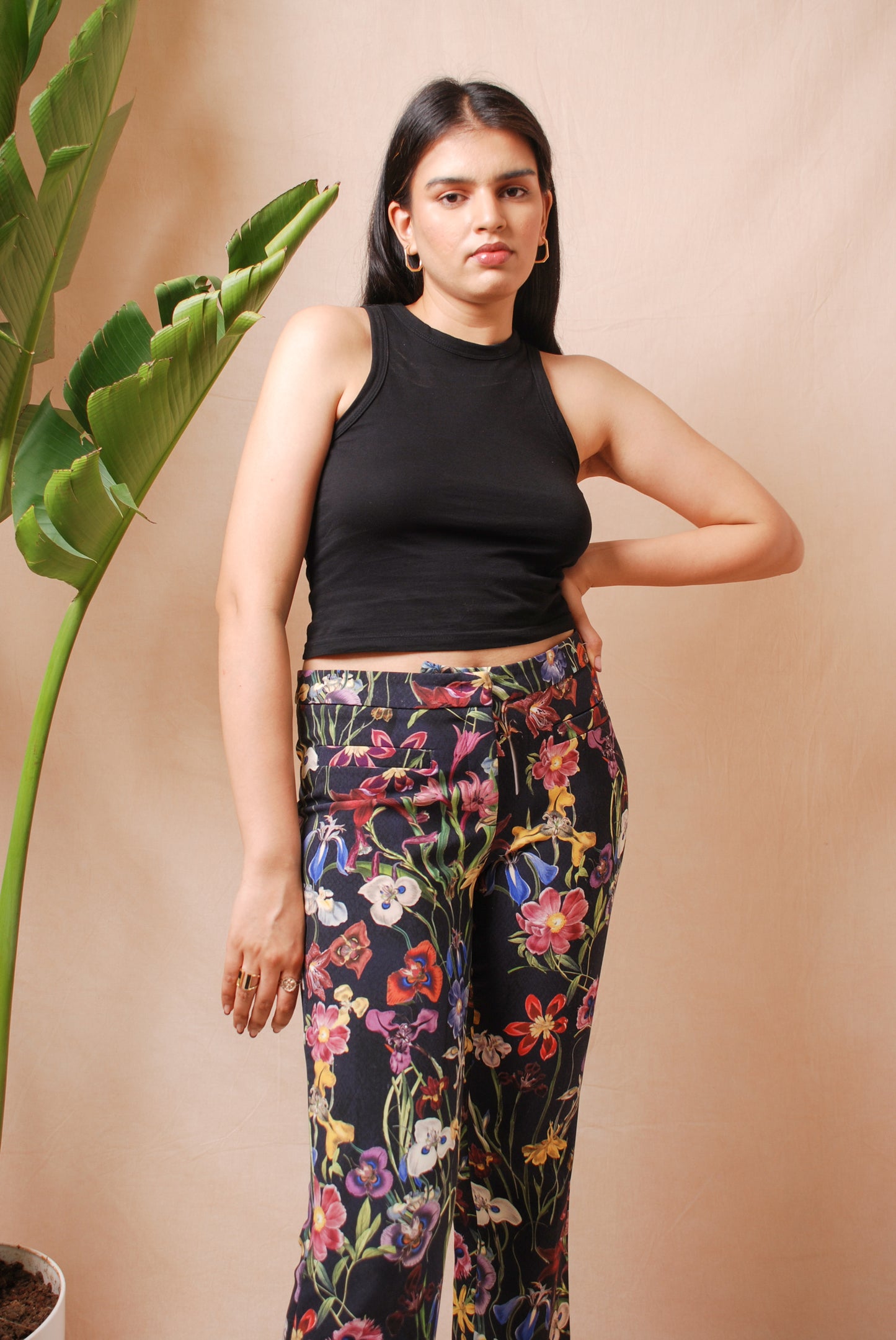 Multicolor floral straight fit pants